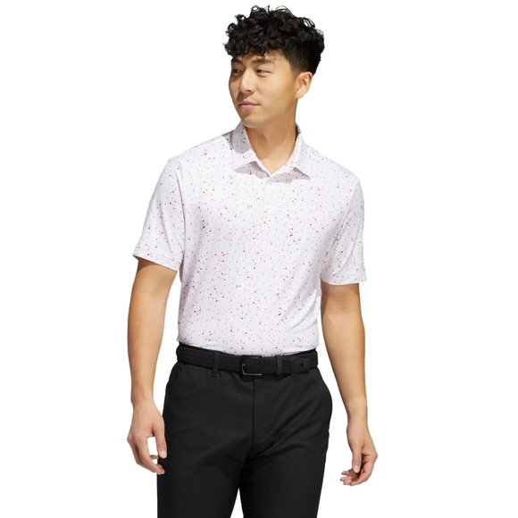 adidas Shirts Adidas Mens White Pink Flag Print Golf Polo Size